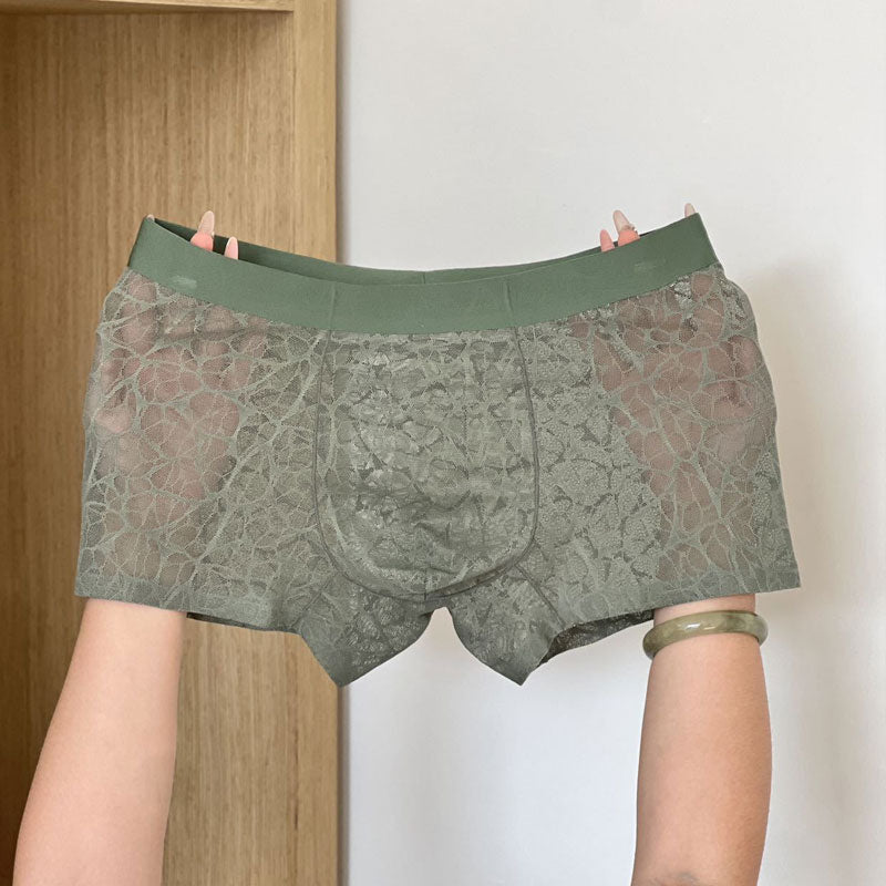 🔥 Sexy men's boxers made of lace and icy silk