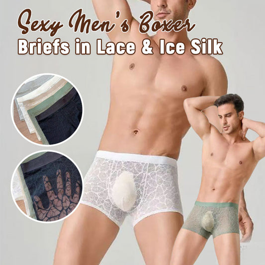 🔥 Sexy men's boxers made of lace and icy silk